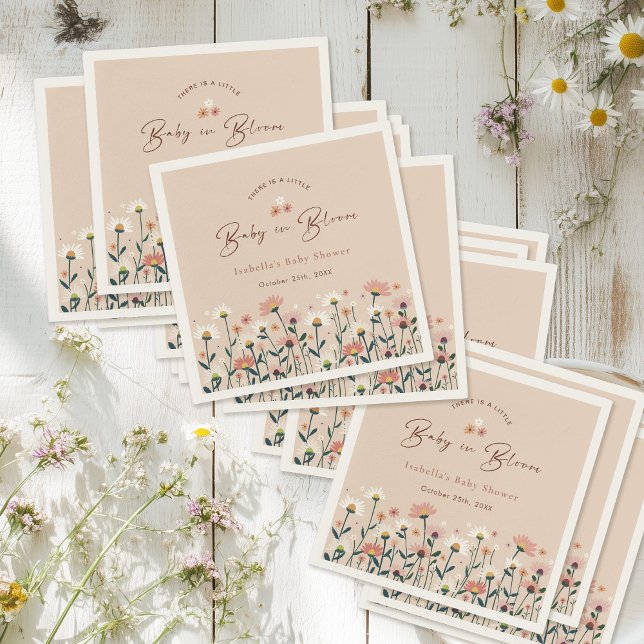 Serviette En Papier Bébé en Fleur Boho Chic Floral Jardin Fête Douche (Créateur téléchargé)