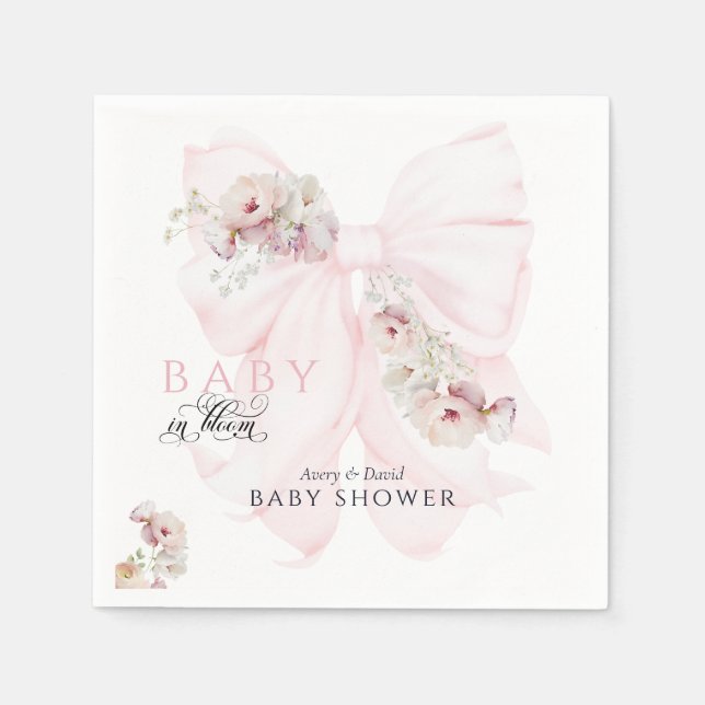 Serviette En Papier Bébé en Fleur Bow Printemps Jardin Fille Baby show (Devant)