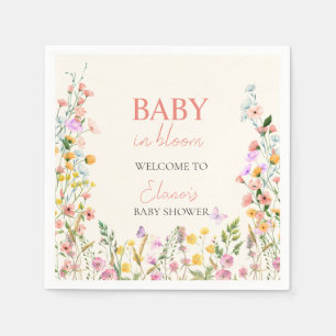 Serviette En Papier Bébé en Fleur Élégante Baby Shower Fleur Sauvage