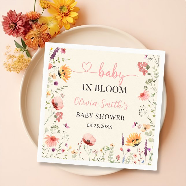 Serviette En Papier Bébé En Fleur Fleur sauvage Baby shower Floral (Créateur téléchargé)