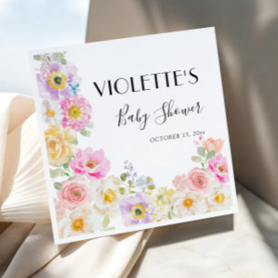 Serviette En Papier Bébé en Fleur Printemps Floral Fille Baby shower