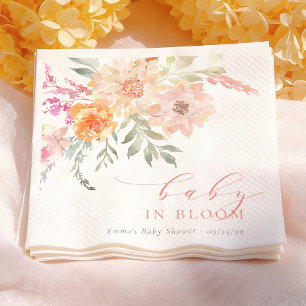 Serviette En Papier Bébé en Fleur Rose Pâle Fleurs Baby Shower Fille