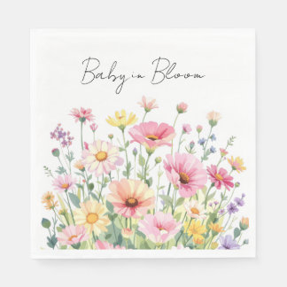 Serviette En Papier Bébé en Fleur - Serviettes pour Baby Shower