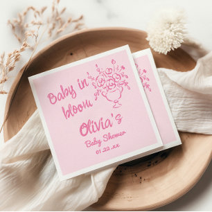 Serviette En Papier Bébé en fleur tiré Baby shower de bouquet floral
