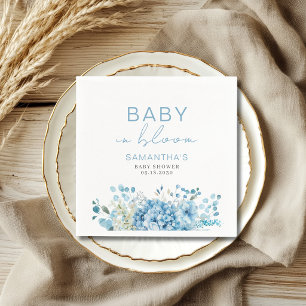 Serviette En Papier Bébé en fleurs Baby Shower bleu floral garçon