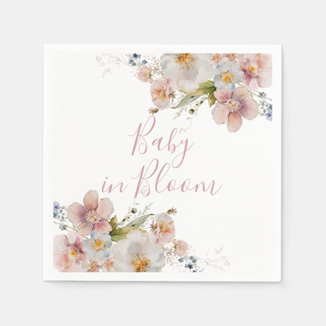 Serviette En Papier Bébé en fleurs baby shower floral (Devant)