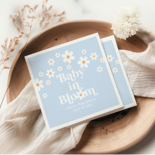 Serviette En Papier Bébé en fleurs ! Baby shower rétro bohème bleu fle