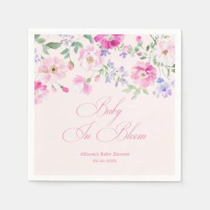 Serviette En Papier Bébé en fleurs Baby Shower Rose pastel