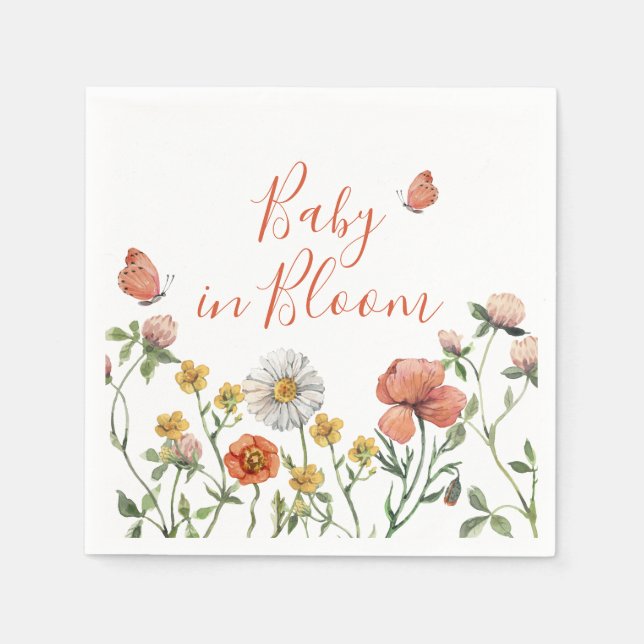 Serviette En Papier Bébé en fleurs Fête de bébé thème fleurs sauvages (Devant)