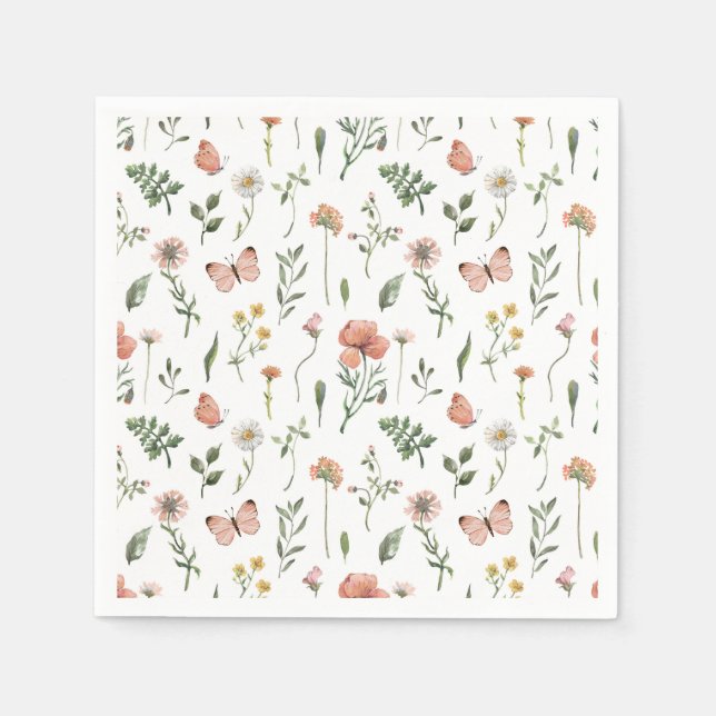 Serviette En Papier Bébé en fleurs Fête de bébé thème fleurs sauvages (Devant)
