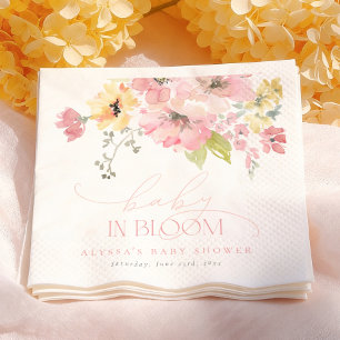 Serviette En Papier Bébé en fleurs Fête de naissance de bébé fille ros