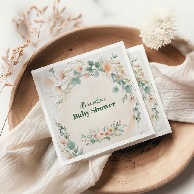 Serviette En Papier Bébé en fleurs rose tendre (Créateur téléchargé)