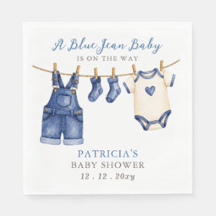Serviette En Papier Bébé en Jean Bleu Est En Route Fête Prénatale de B