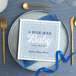 Serviette En Papier Bébé en Jean Bleu Fête Prénatale Garçon