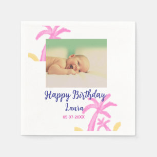 Serviette En Papier Bébé enfants 1er anniversaire ajouter le nom date