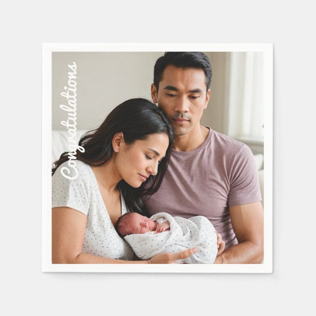 Serviette En Papier bébé fête photo félicitations sip et voir (Devant)