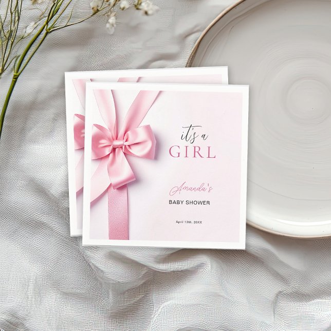 Serviette En Papier Bébé Fille Cadeau Ruban Rose (Créateur téléchargé)