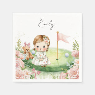 Serviette En Papier Bébé fille golfeuse sur vert de putting
