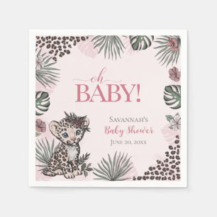 Serviette En Papier Bébé Fille Mignonne Bébé Léopard Rose Baby Shower