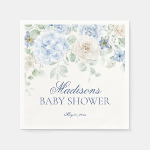 Serviette En Papier Bébé Floral bleu en Fleur Baby shower Hydrangea