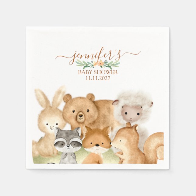 Serviette En Papier Bébé forêt aquarelle (Devant)