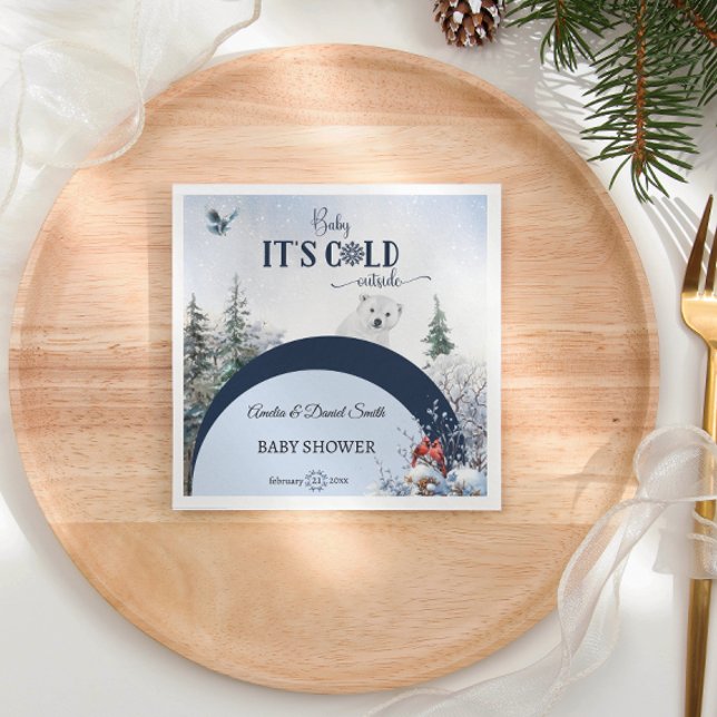 Serviette En Papier Bébé froid à l'extérieur de l'ours neigeux Baby sh (Créateur téléchargé)