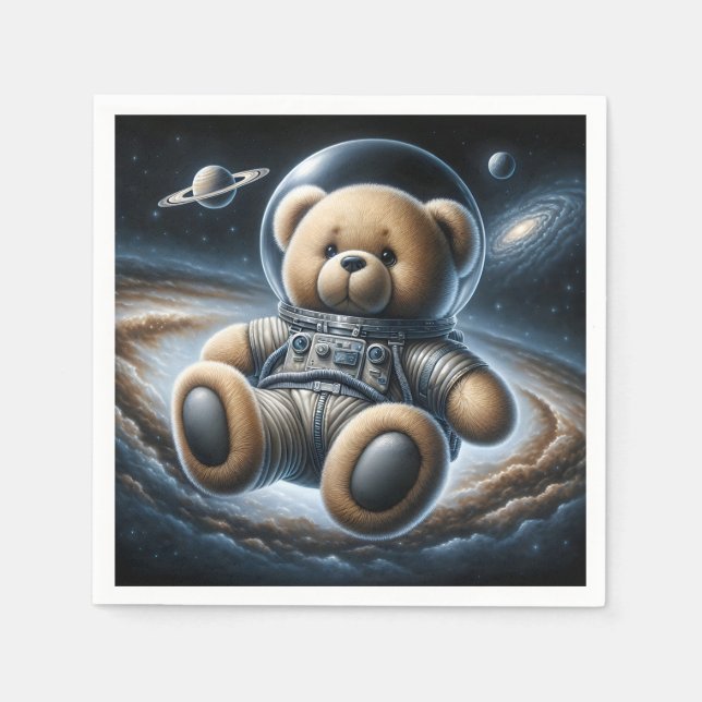 Serviette En Papier Bébé Garçon Astronaut Teddy Bear (Devant)