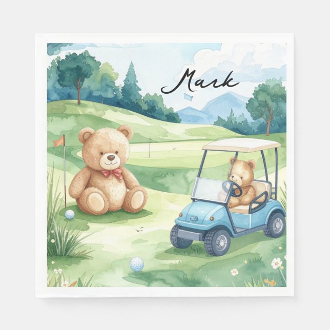Serviette En Papier Bébé garçon de golf sur green de putting  (Devant)