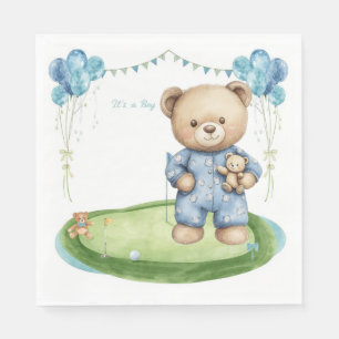 Serviette En Papier Bébé garçon de golf sur green de putting 