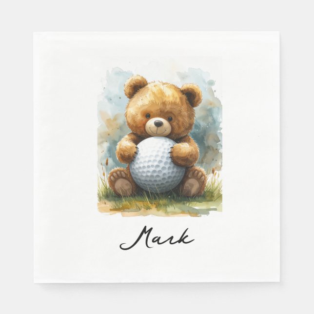 Serviette En Papier Bébé garçon de golf sur green de putting  (Devant)