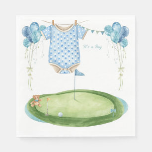 Serviette En Papier Bébé garçon de golf sur green de putting 