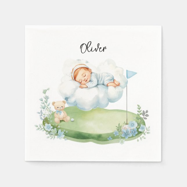 Serviette En Papier Bébé garçon de golf sur green de putting  (Devant)