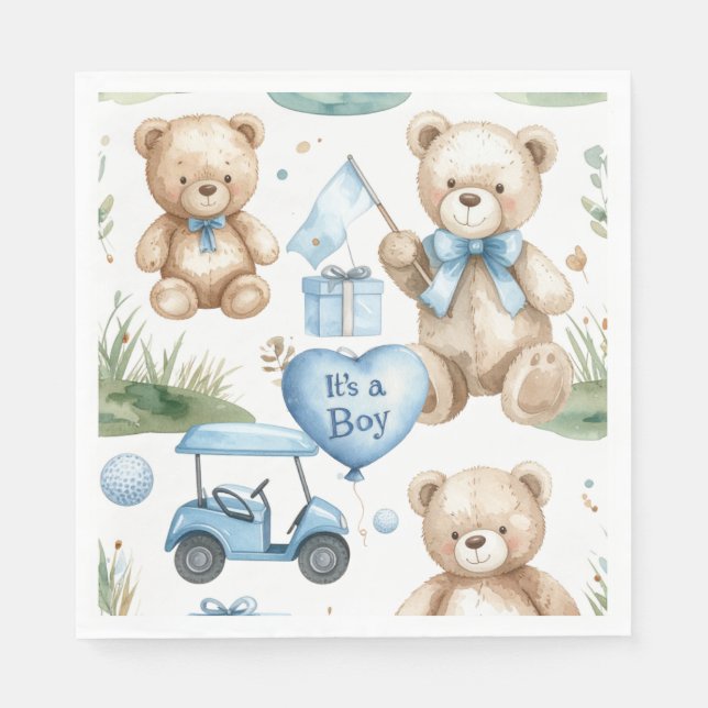 Serviette En Papier Bébé garçon de golf sur green de putting  (Devant)