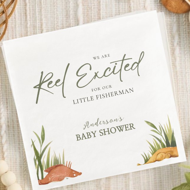 Serviette En Papier Bébé garçon pêcheur tout excité (Créateur téléchargé)