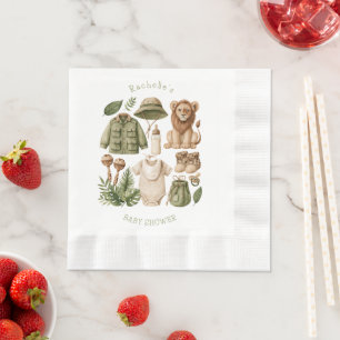 Serviette En Papier Bébé garçon Safari Lion Chapeau Bottes Biberon Tét