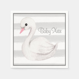 Serviette En Papier Bébé Genre Neutre Swan Gris Baby shower Script