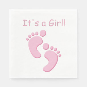 Serviette En Papier Bébé Girl Little Feet Baby shower Napkin