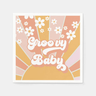Serviette En Papier Bébé Groovy Nappe de Fête Rétro Sunshine Hippie Ba