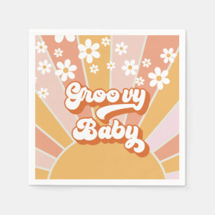 Serviette En Papier Bébé Groovy Rétro Soleil Hippie Baby Shower
