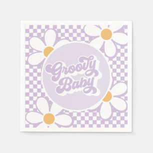 Serviette En Papier Bébé Groovy Violet Daisy Damier
