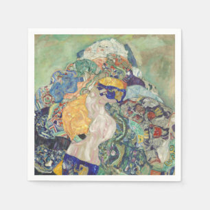 Serviette En Papier Bébé Gustav Klimt dans un berceau coloré d'art