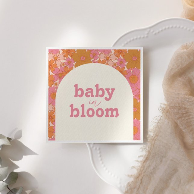 Serviette En Papier Bébé hippie rose Super rétro en fleur | Boho (Créateur téléchargé)