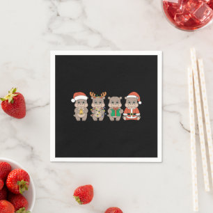 Serviette En Papier Bébé Hippopotame Moo Deng Noël