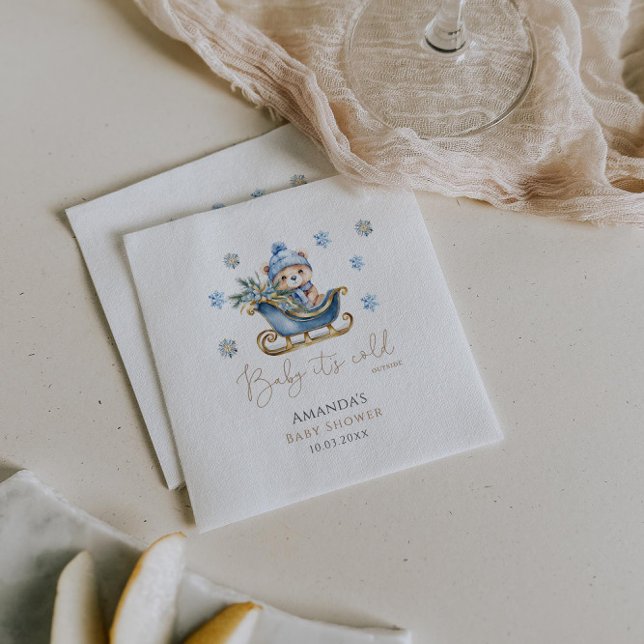 Serviette En Papier Bébé Il fait froid à l'extérieur Baby shower Ours (Créateur téléchargé)