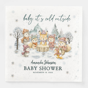 Serviette En Papier Bébé, il fait froid dehors, Baby Shower Bois de Wi