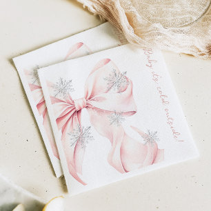 Serviette En Papier Bébé il fait froid dehors Baby Shower rose à ruban