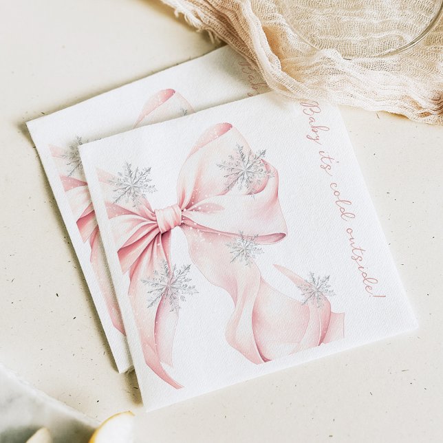 Serviette En Papier Bébé il fait froid dehors Baby Shower rose à ruban (Créateur téléchargé)
