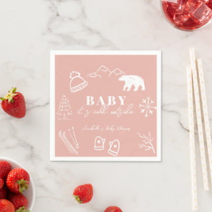 Serviette En Papier Bébé il fait froid dehors Baby Shower Rose Dessin