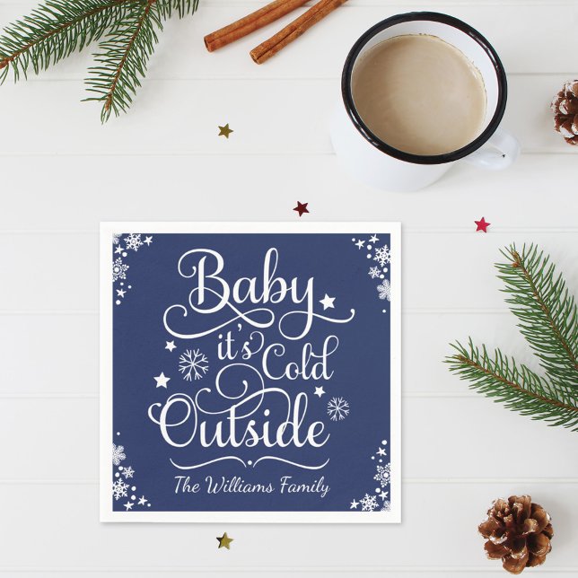 Serviette En Papier Bébé il fait froid dehors bleu marine flocon de ne (Créateur téléchargé)