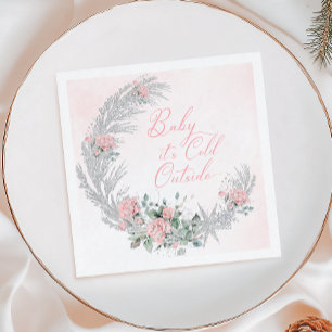 Serviette En Papier Bébé il fait froid dehors Rose hivernal